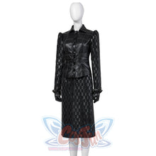 Load image into Gallery viewer, 2021 Movie Cruella Estella De Vil Black Leather Outfits Cosplay Costume C00544 Costumes