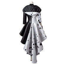 Load image into Gallery viewer, 2021 Movie Cruella Estella Cruella de Vil Cosplay Costume Spotted Dress C00621