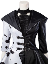 Load image into Gallery viewer, 2021 Movie Cruella Estella Cruella de Vil Cosplay Costume Spotted Dress C00621