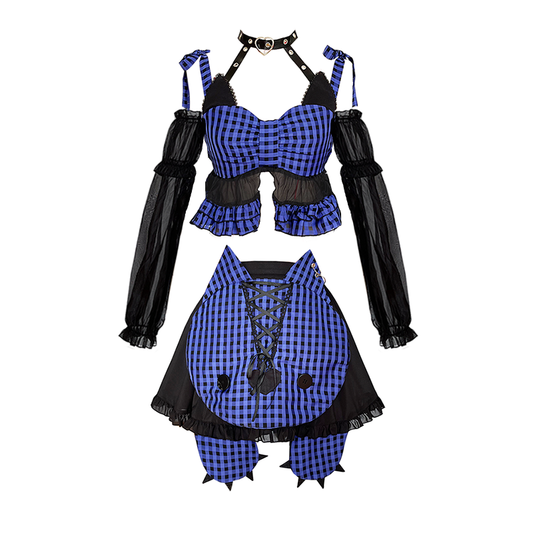 2021 Newly Original Cat Sweet Girl Sexy Plaid Summer Suit