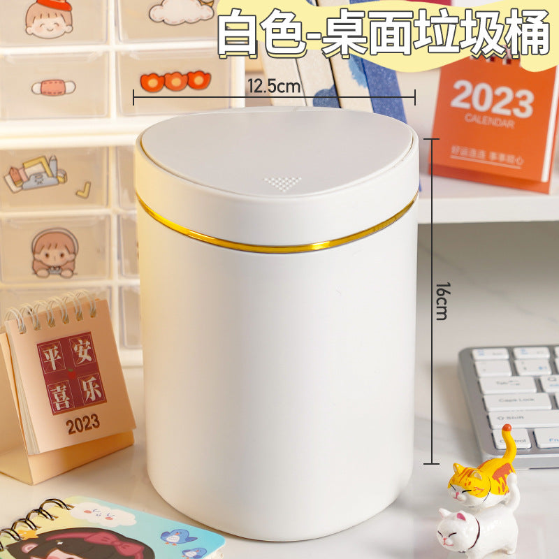 Mini desktop trash can, press-type living room table waste paper bin, car bedroom dining room desktop trash can