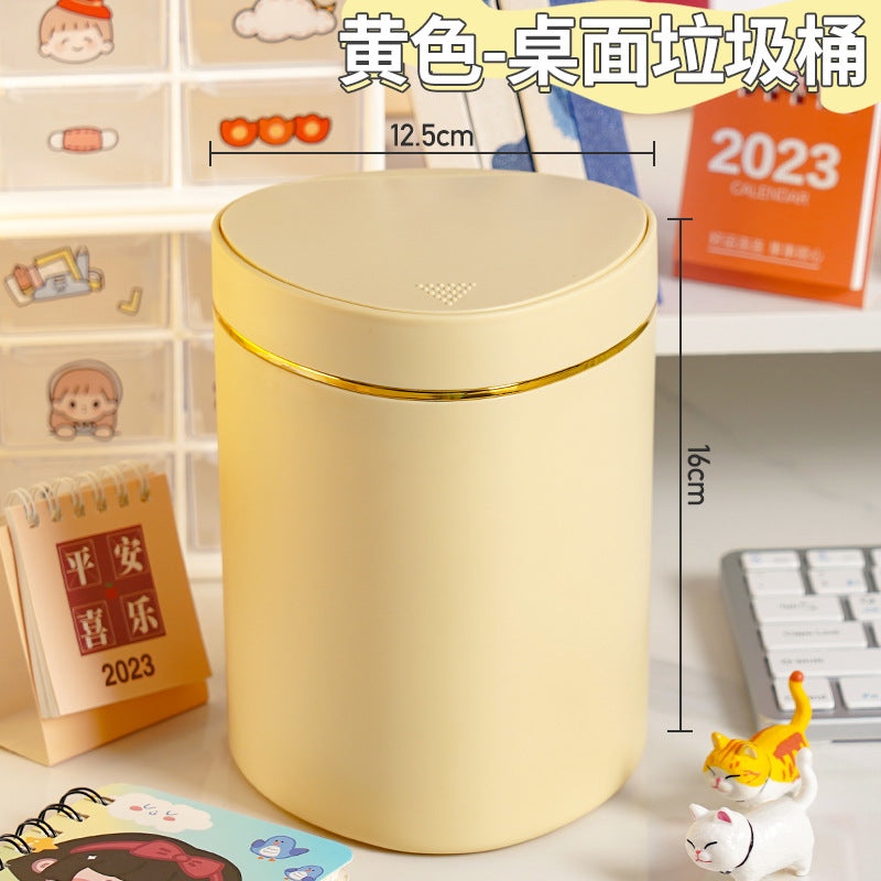 Mini desktop trash can, press-type living room table waste paper bin, car bedroom dining room desktop trash can