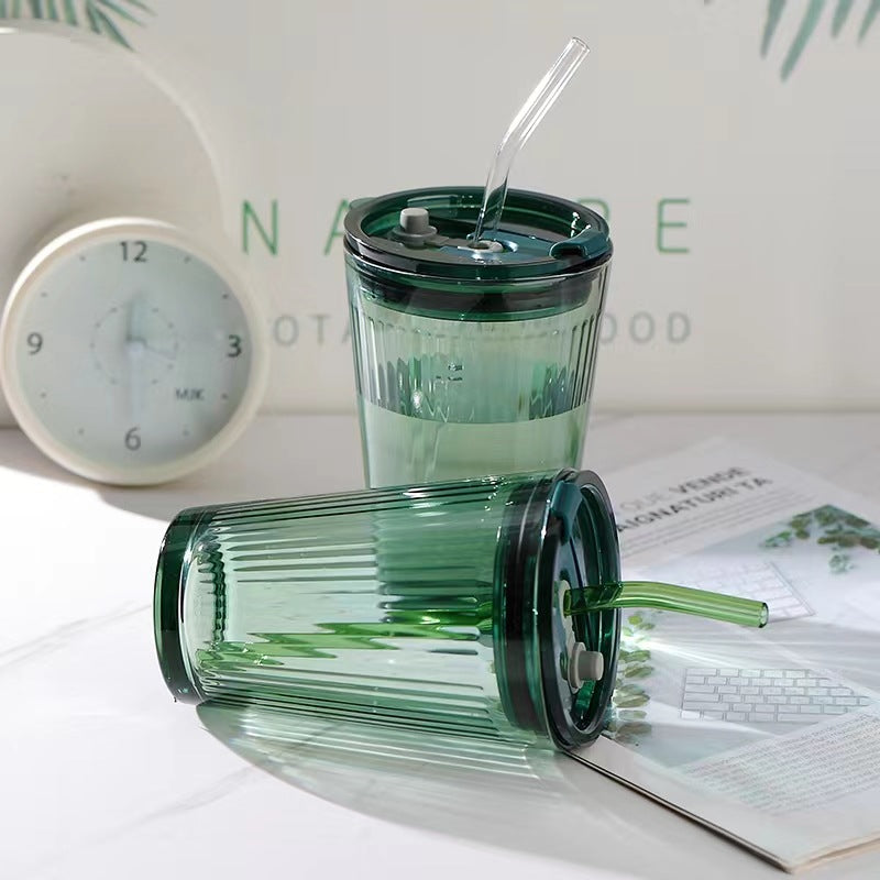 Glass straw cup
