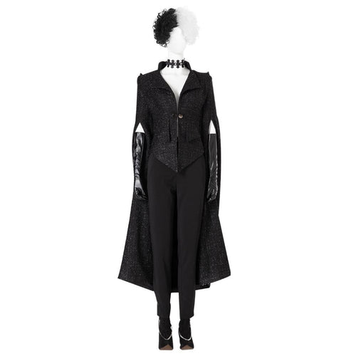 2021 Movie Cruella Estella De Vil Cosplay Black Costume C00526 Costumes