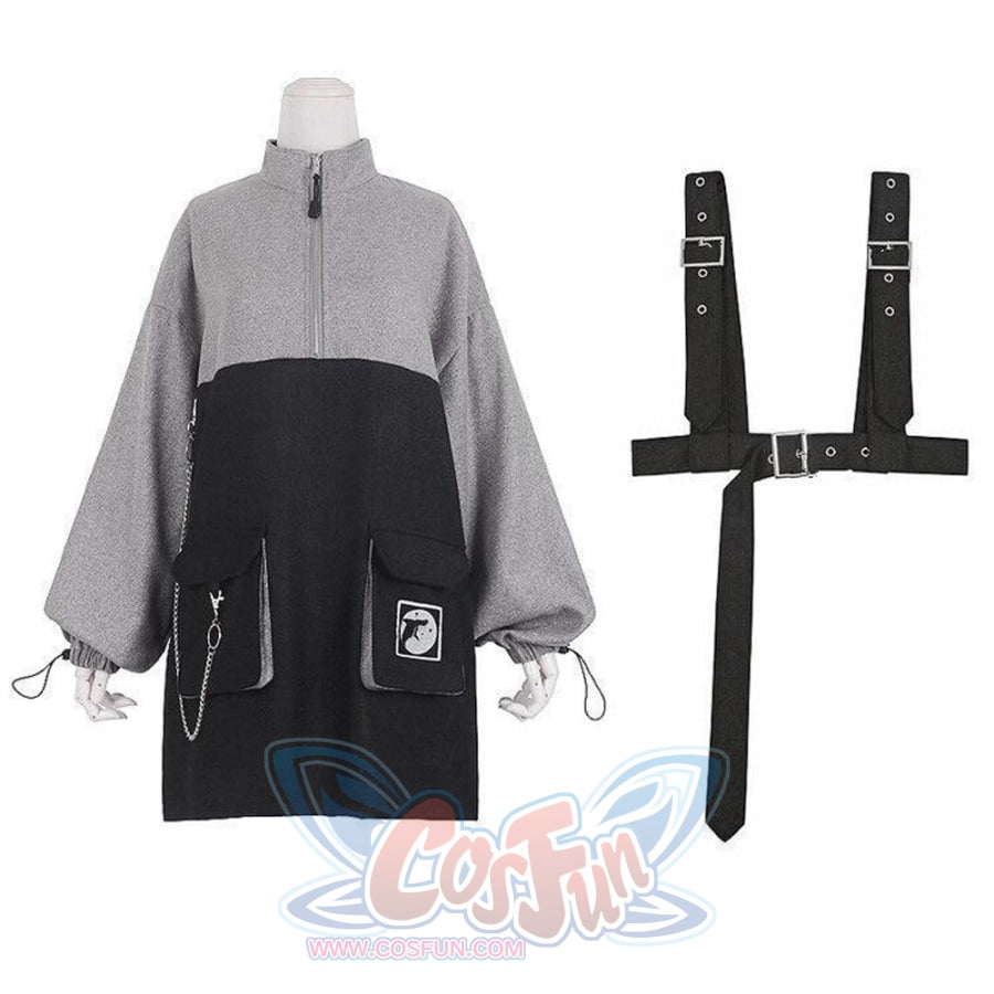 2021 Retro Vintage Women Gothic Girls Punk Mini Dress High Waist Suspender Skirt J30088