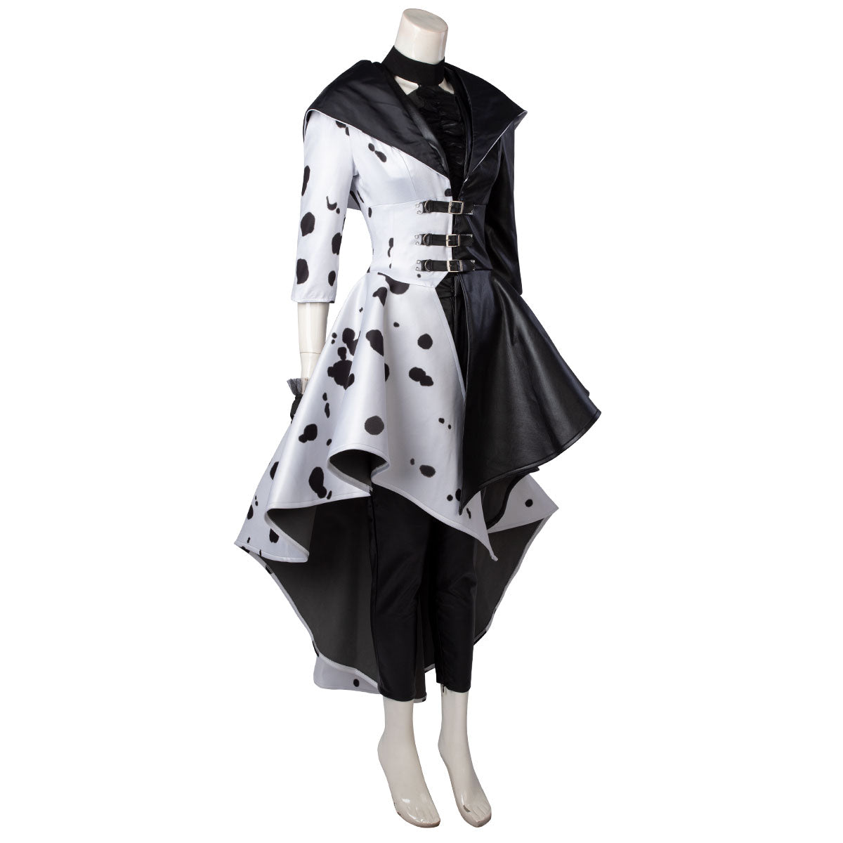 2021 Movie Cruella Estella Cruella de Vil Cosplay Costume Spotted Dress C00621