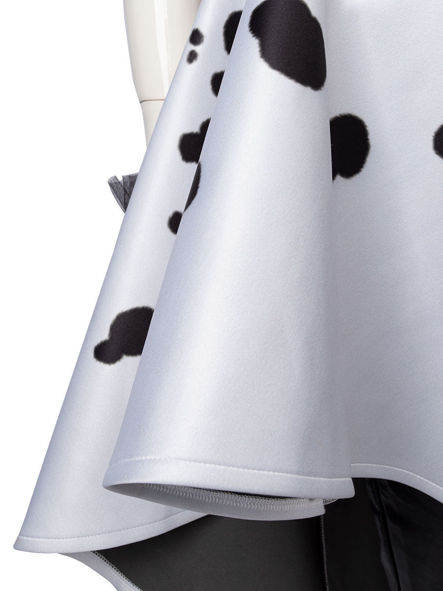 2021 Movie Cruella Estella Cruella de Vil Cosplay Costume Spotted Dress C00621
