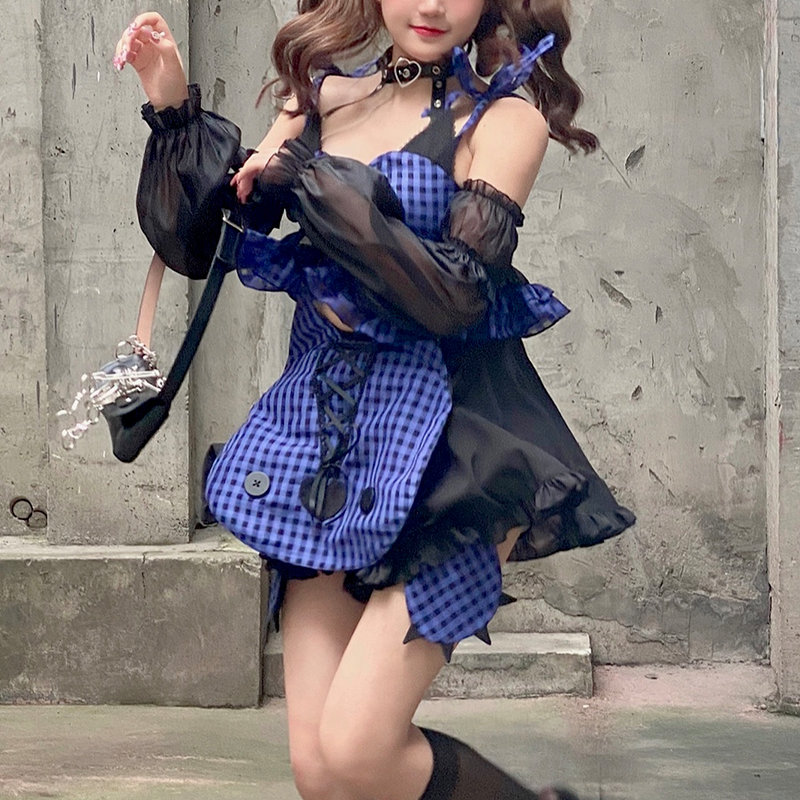 2021 Newly Original Cat Sweet Girl Sexy Plaid Summer Suit